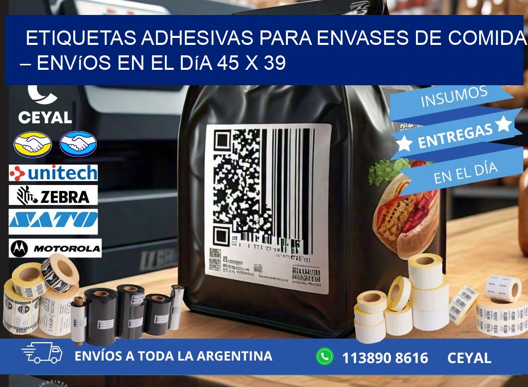 Etiquetas adhesivas para envases de comida – Envíos en el día 45 x 39
