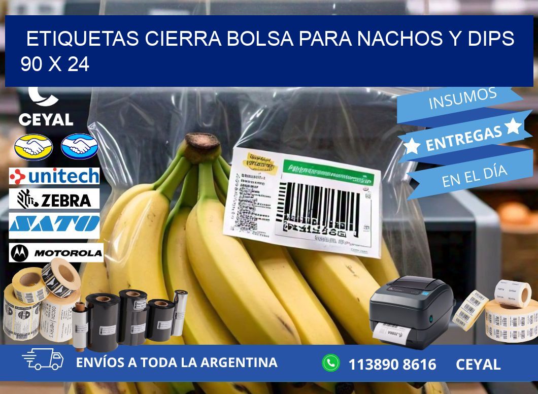 Etiquetas cierra bolsa para nachos y dips 90 x 24