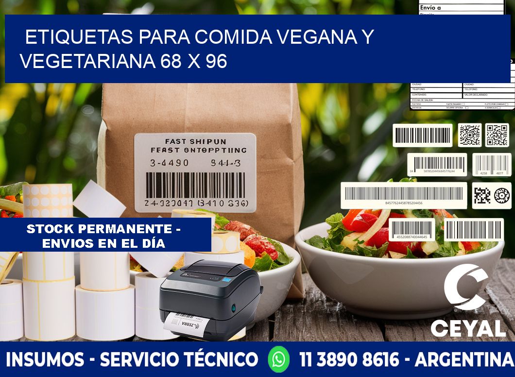 Etiquetas para comida vegana y vegetariana 68 x 96