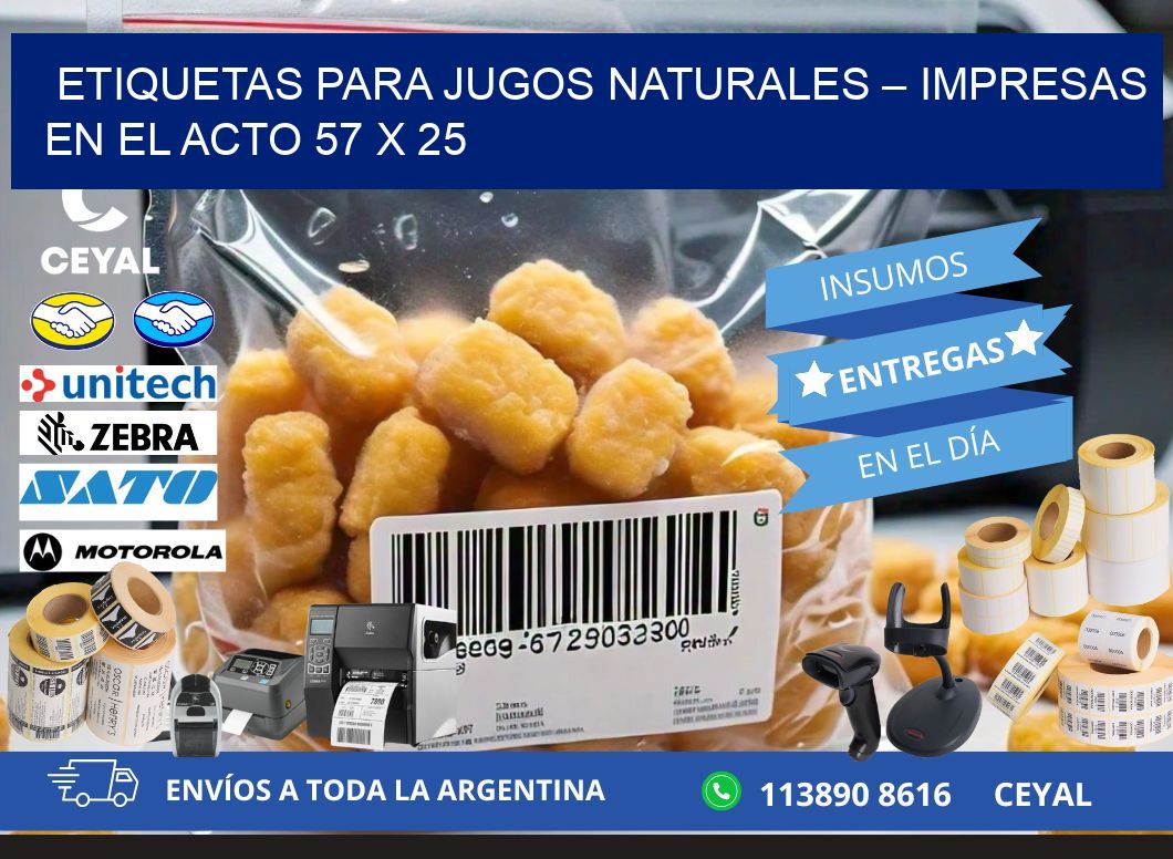 Etiquetas para jugos naturales – Impresas en el acto 57 x 25