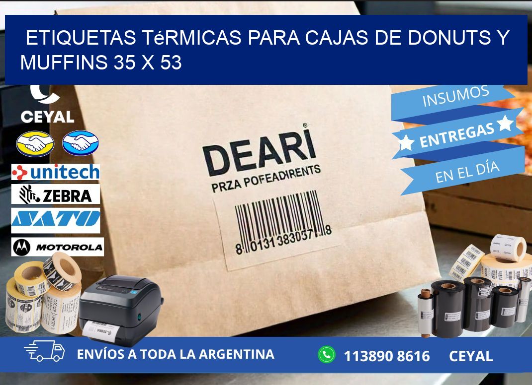 Etiquetas térmicas para cajas de donuts y muffins 35 x 53