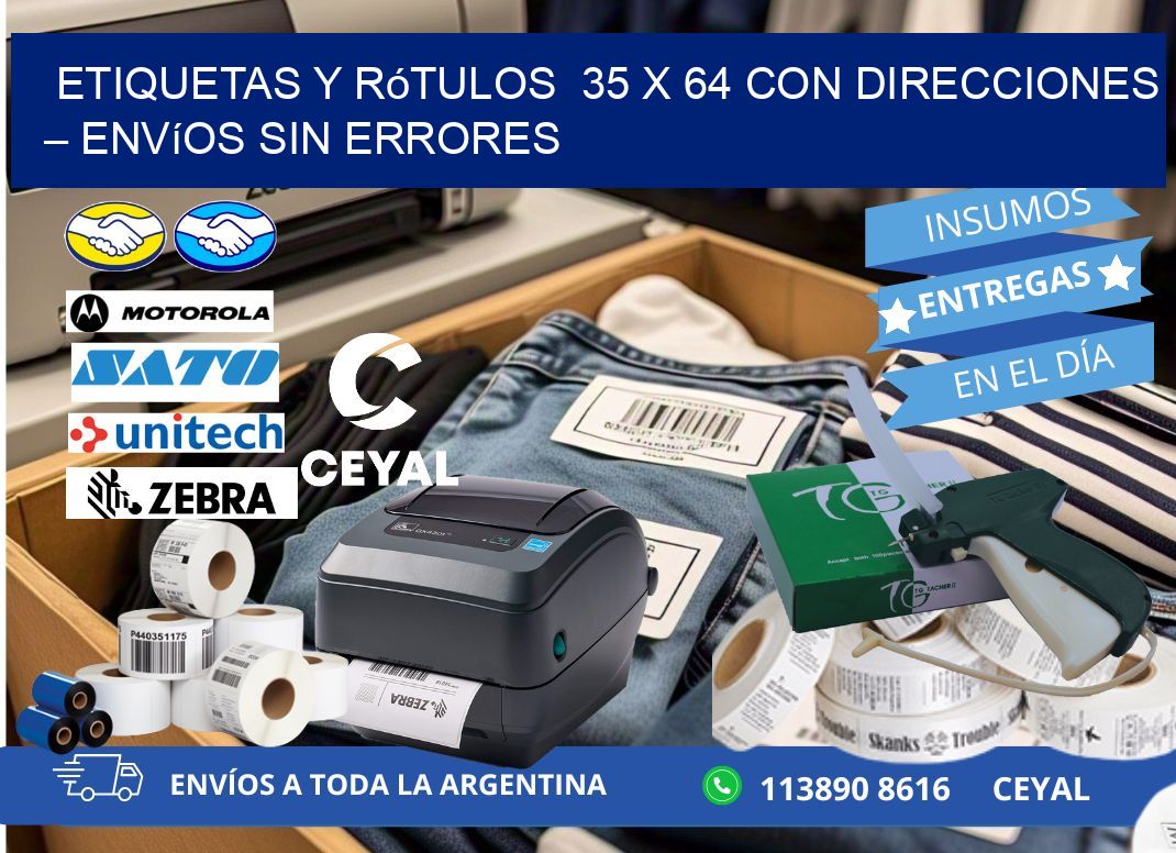 Etiquetas y Rótulos  35 x 64 con Direcciones – Envíos sin Errores