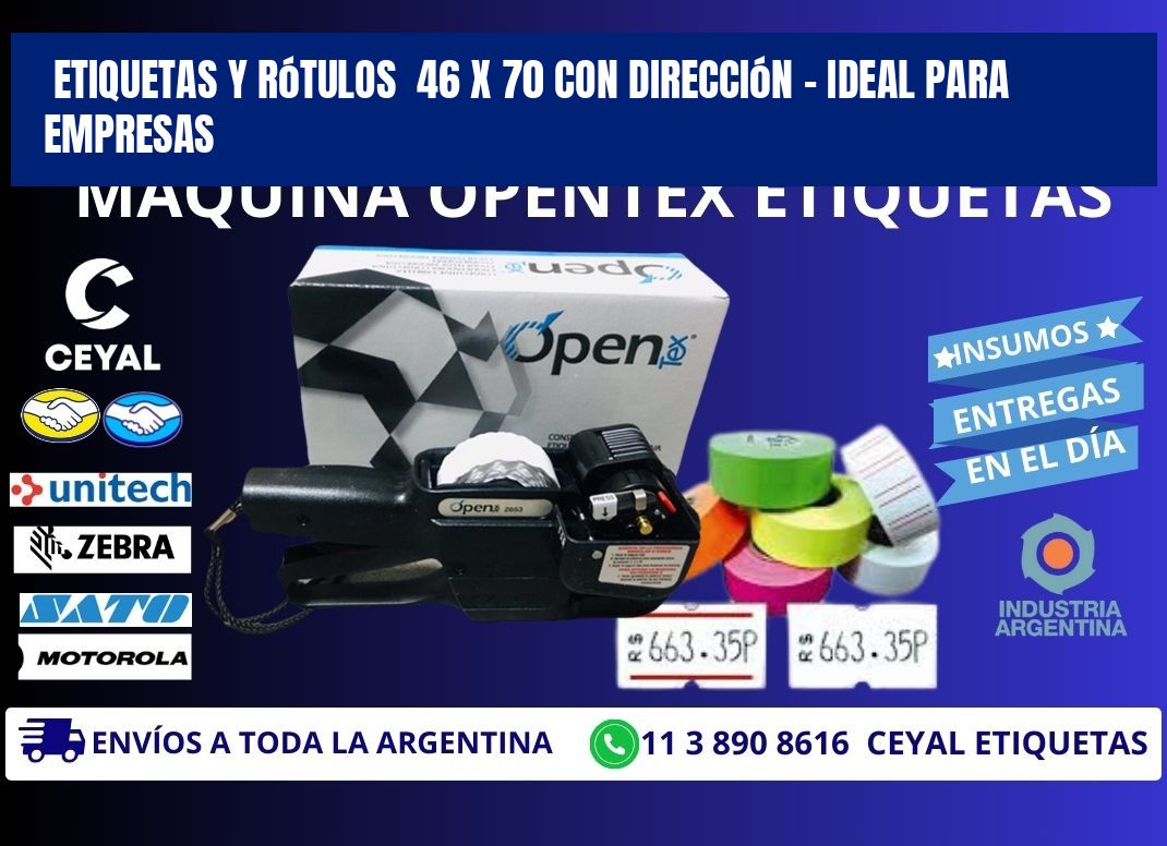 Etiquetas y Rótulos 46 x 70 con Dirección – Ideal para Empresas