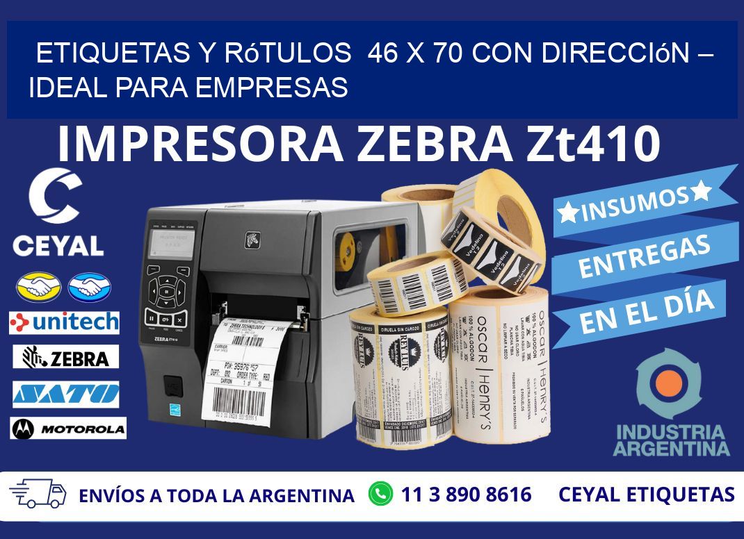 Etiquetas y Rótulos 46 x 70 con Dirección – Ideal para Empresas