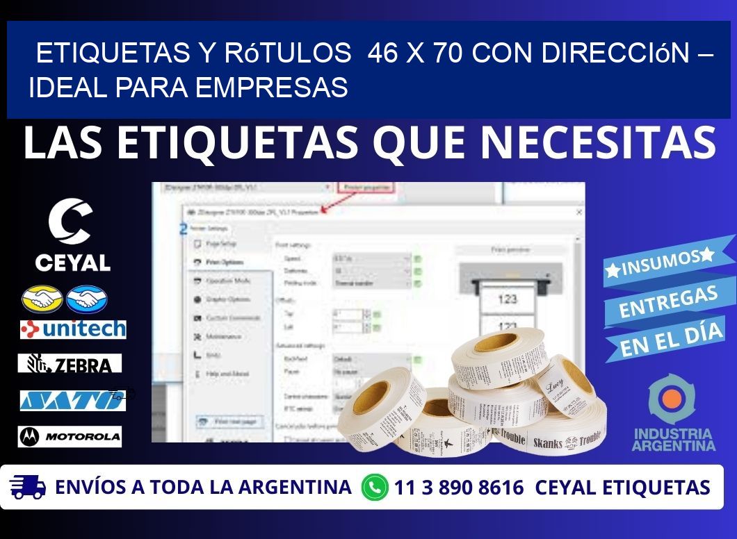 Etiquetas y Rótulos 46 x 70 con Dirección – Ideal para Empresas
