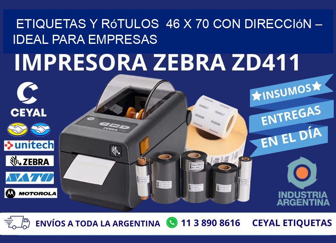 Etiquetas y Rótulos  46 x 70 con Dirección – Ideal para Empresas