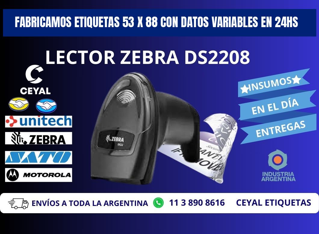 Fabricamos Etiquetas 53 x 88 con Datos Variables en 24hs