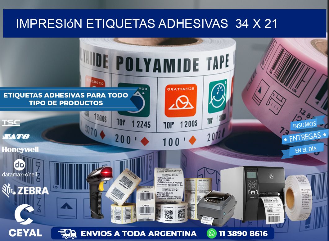 Impresión Etiquetas adhesivas  34 x 21