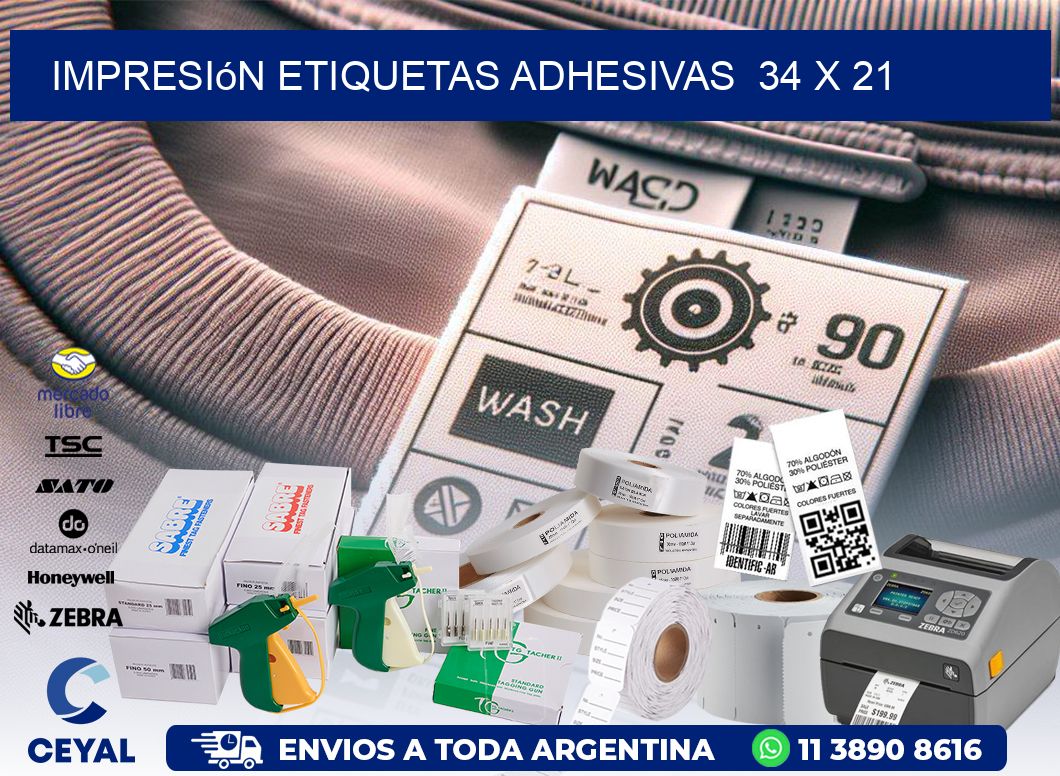 Impresión Etiquetas adhesivas  34 x 21