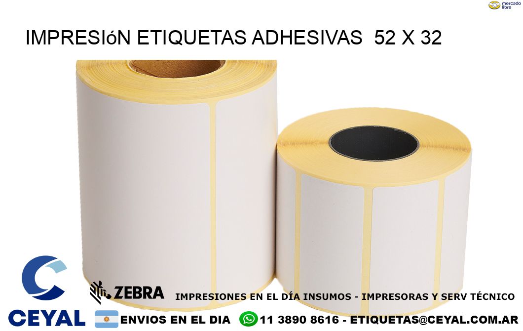 Impresión Etiquetas adhesivas  52 x 32