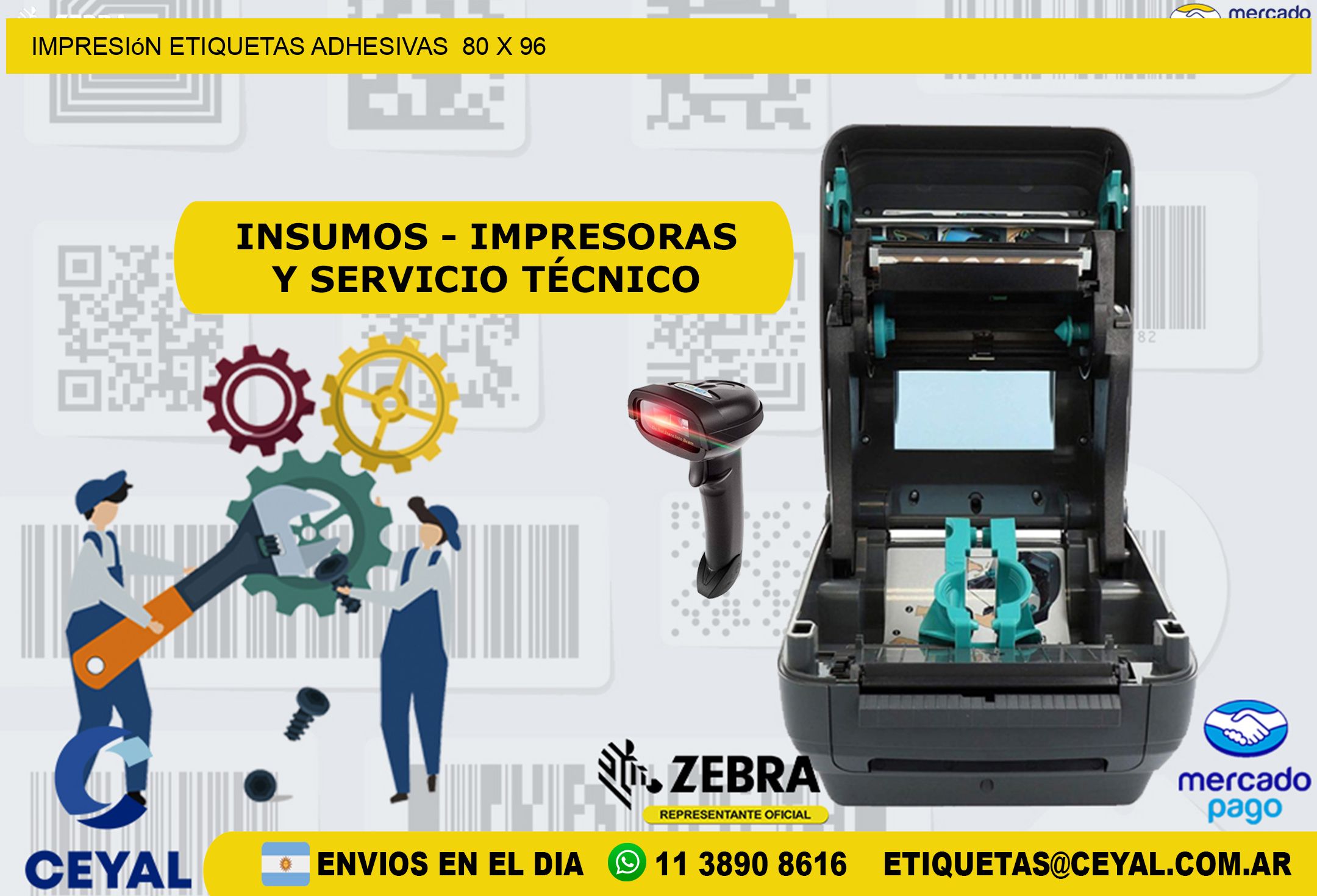 Impresión Etiquetas adhesivas  80 x 96