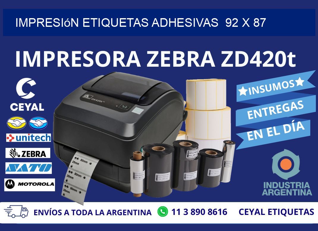 Impresión Etiquetas adhesivas  92 x 87