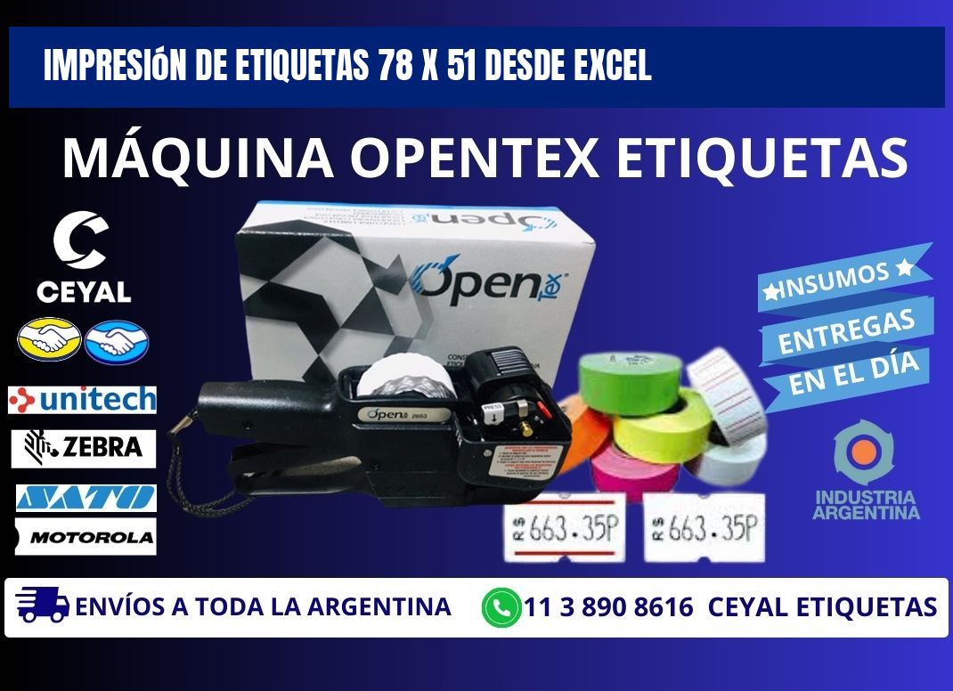Impresión de Etiquetas 78 x 51 desde Excel