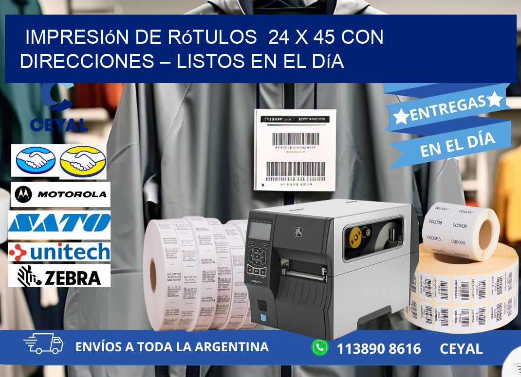 Impresión de Rótulos  24 x 45 con Direcciones – Listos en el Día