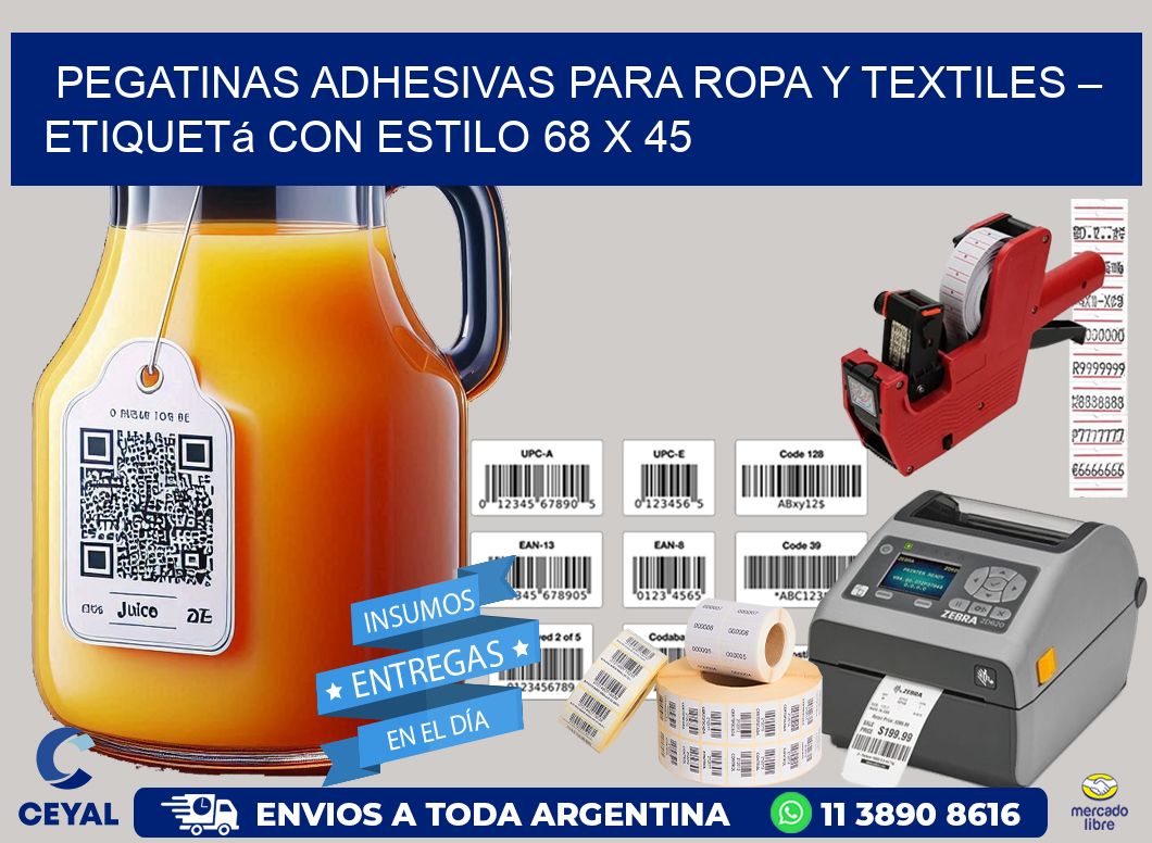 Pegatinas Adhesivas para Ropa y Textiles – Etiquetá con Estilo 68 x 45