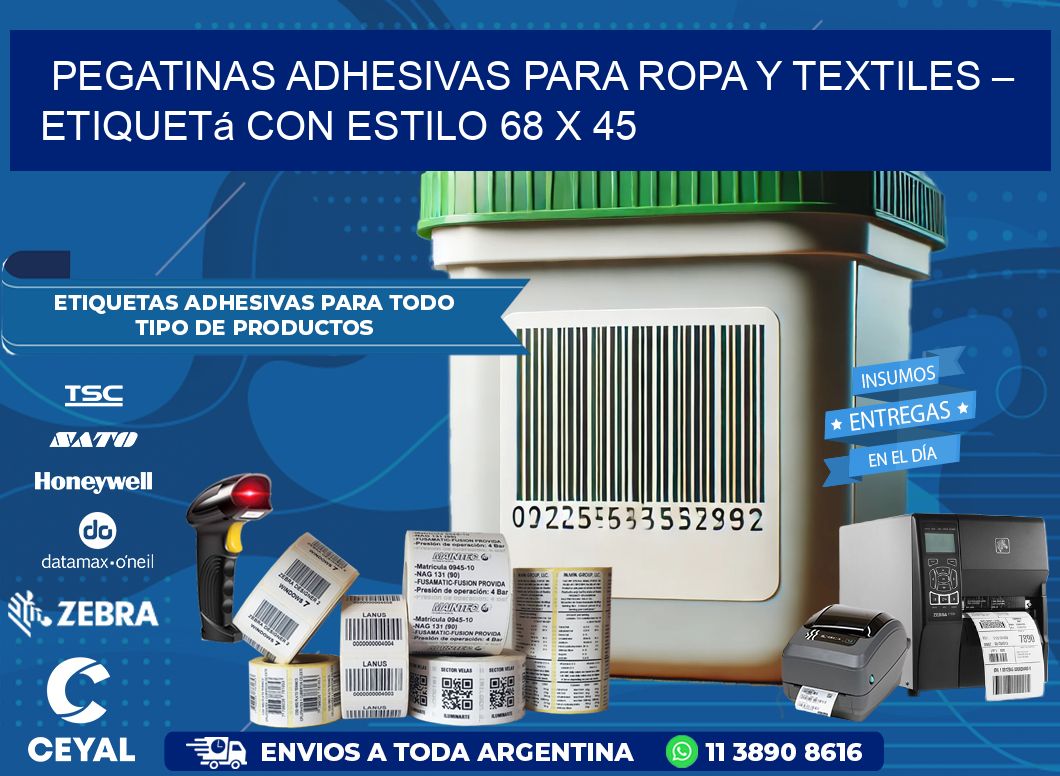 Pegatinas Adhesivas para Ropa y Textiles – Etiquetá con Estilo 68 x 45