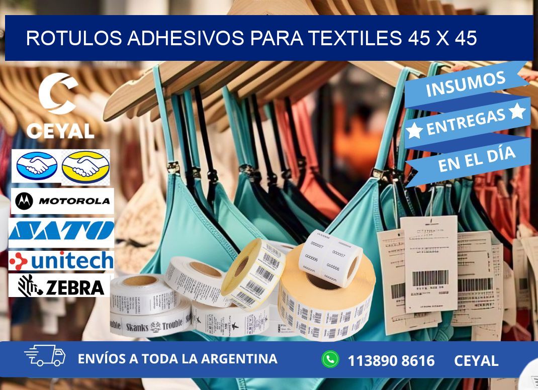 ROTULOS ADHESIVOS PARA TEXTILES 45 x 45