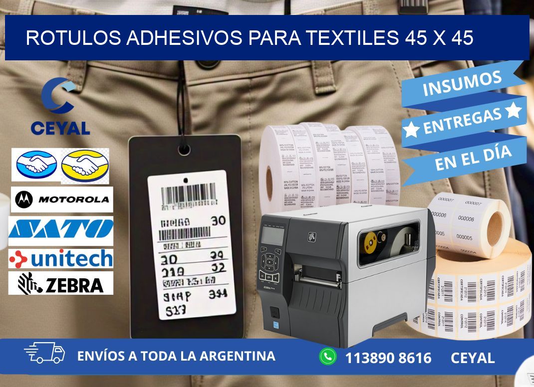 ROTULOS ADHESIVOS PARA TEXTILES 45 x 45