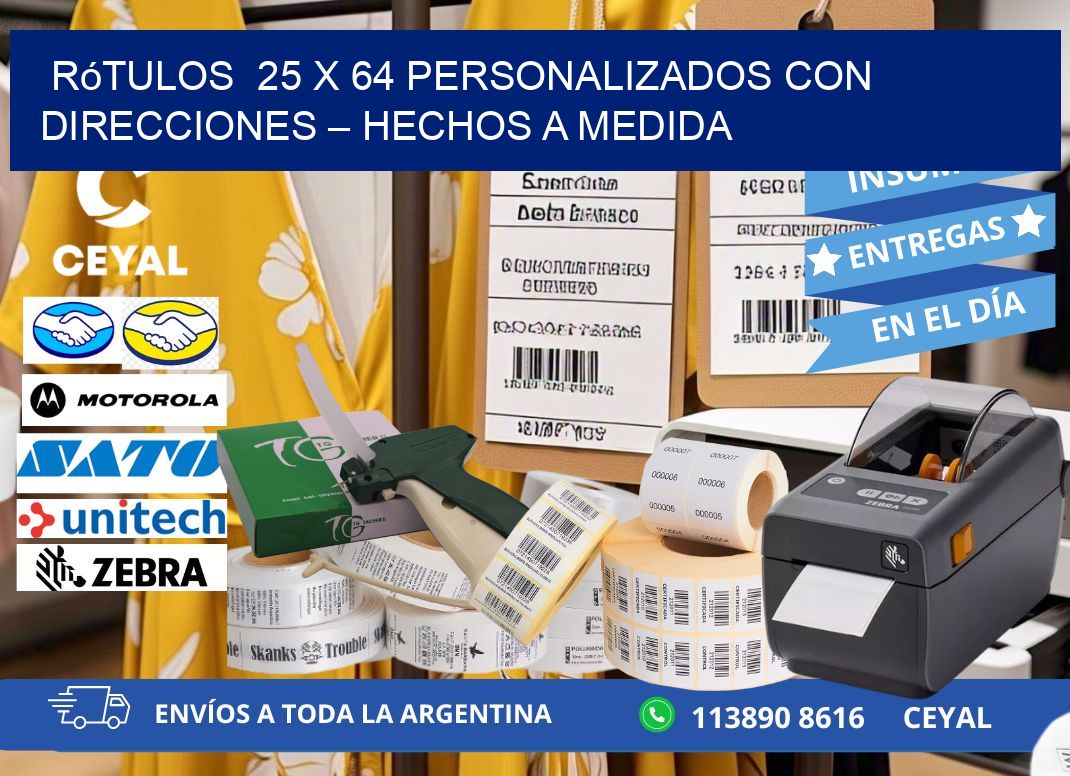 Rótulos 25 x 64 Personalizados con Direcciones – Hechos a Medida