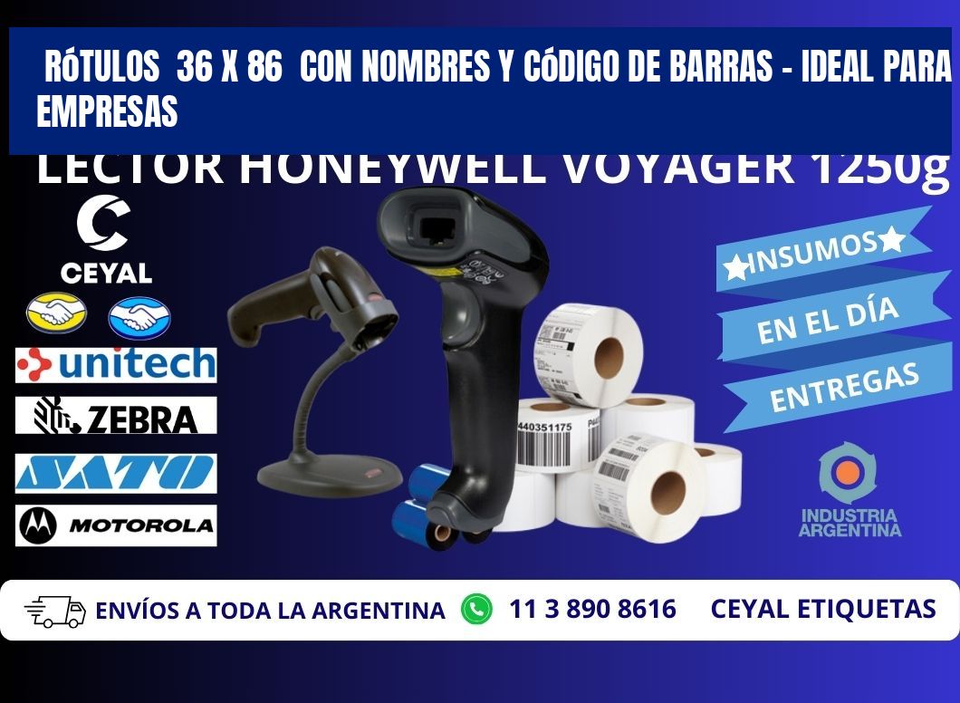 Rótulos  36 x 86  con Nombres y Código de Barras – Ideal para Empresas