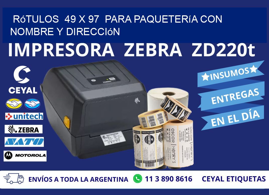 Rótulos 49 x 97 para Paquetería con Nombre y Dirección