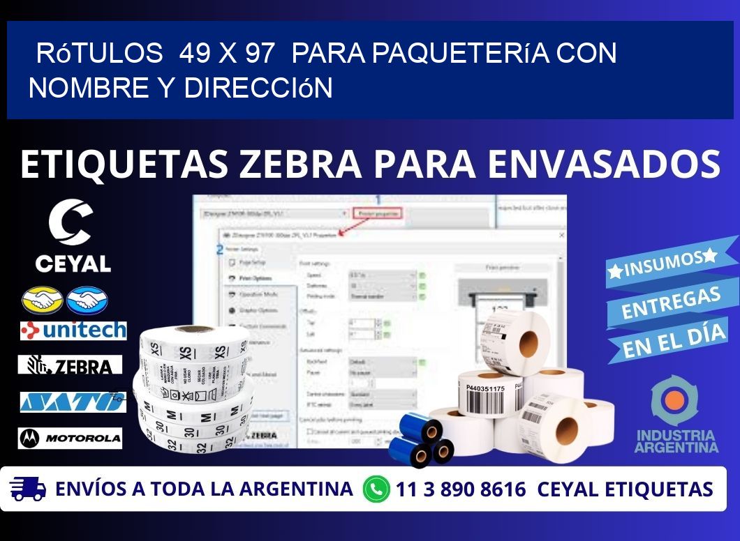 Rótulos 49 x 97 para Paquetería con Nombre y Dirección