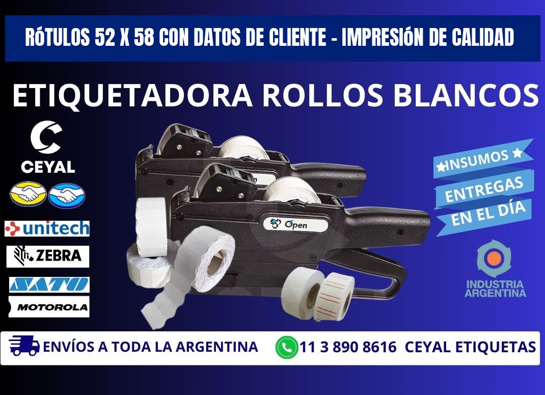 Rótulos 52 x 58 con Datos de Cliente – Impresión de Calidad