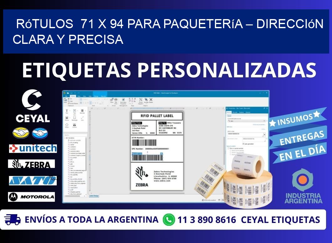 Rótulos 71 x 94 para Paquetería – Dirección Clara y Precisa