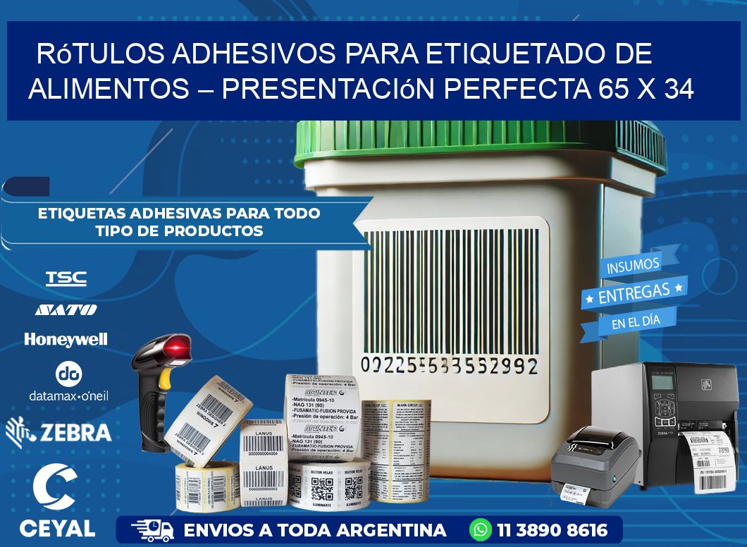 Rótulos Adhesivos para Etiquetado de Alimentos – Presentación Perfecta 65 x 34