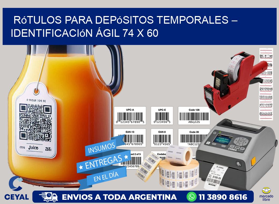 Rótulos para Depósitos Temporales – Identificación Ágil 74 x 60