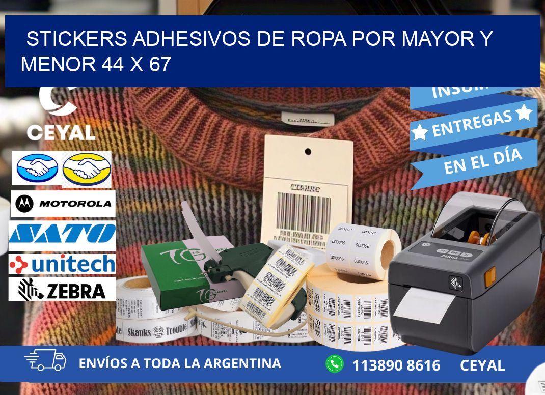 STICKERS ADHESIVOS DE ROPA POR MAYOR Y MENOR 44 x 67