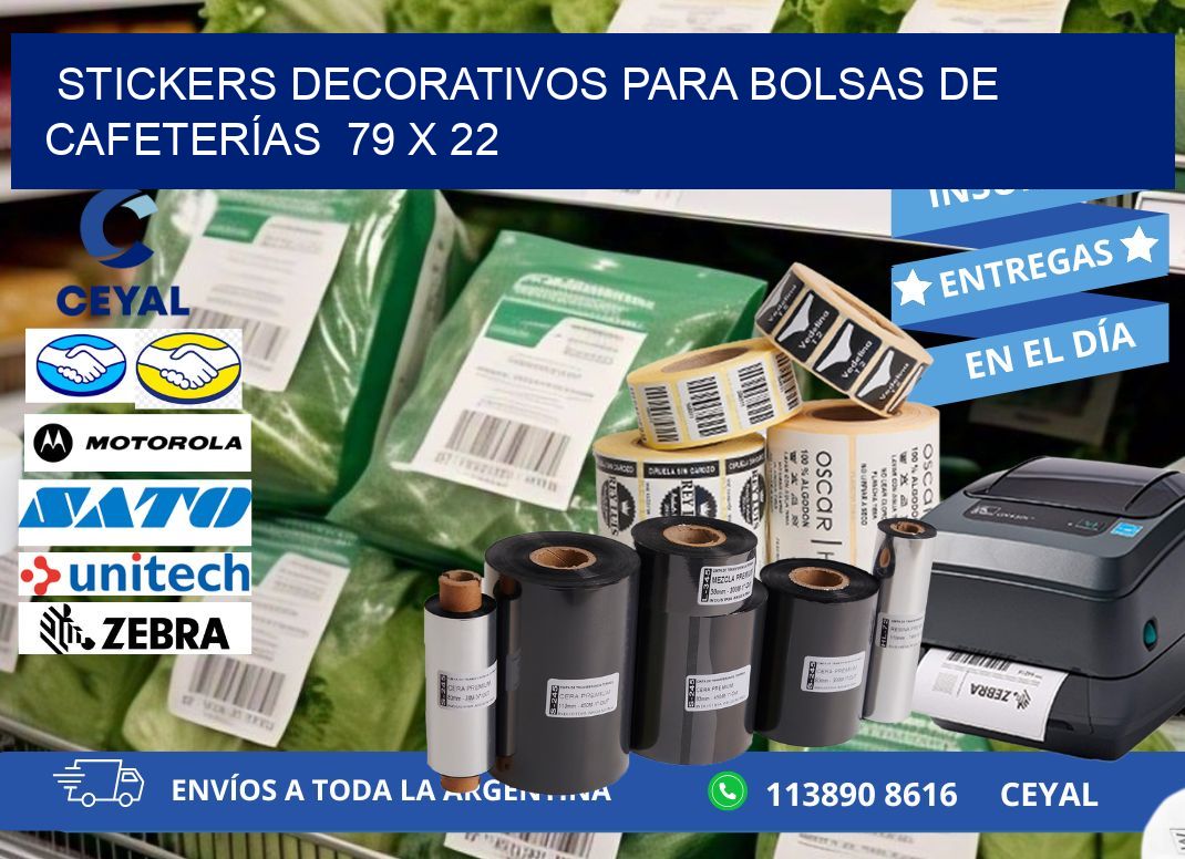 STICKERS DECORATIVOS PARA BOLSAS DE CAFETERÍAS 79 x 22