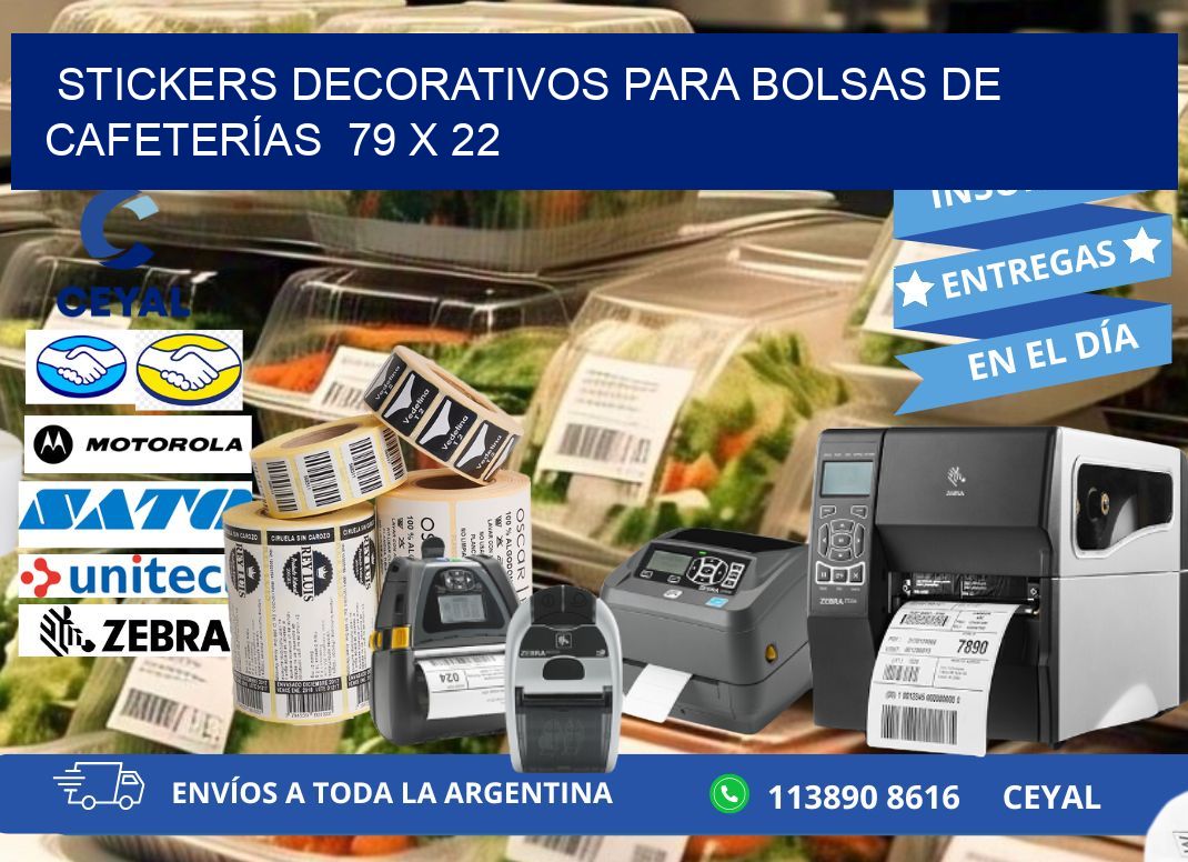 STICKERS DECORATIVOS PARA BOLSAS DE CAFETERÍAS 79 x 22