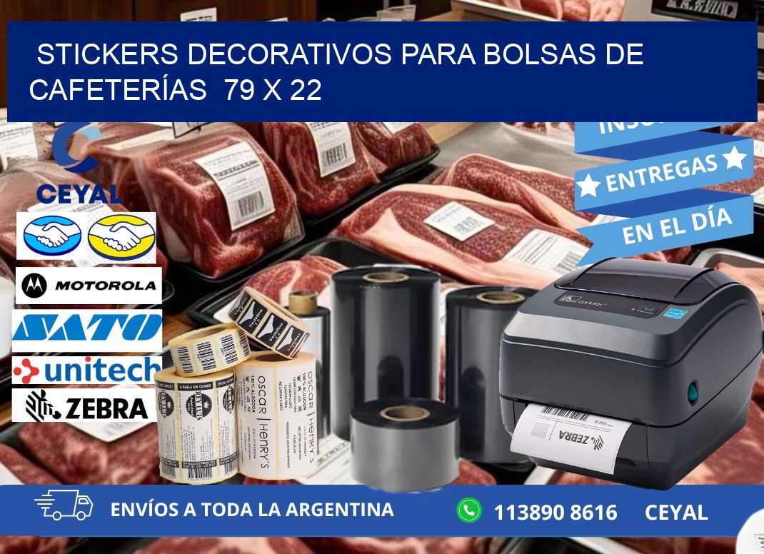 STICKERS DECORATIVOS PARA BOLSAS DE CAFETERÍAS  79 x 22