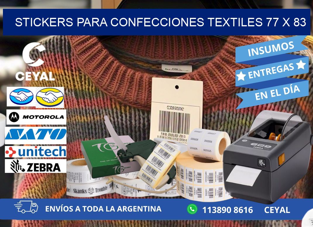 STICKERS PARA CONFECCIONES TEXTILES 77 x 83