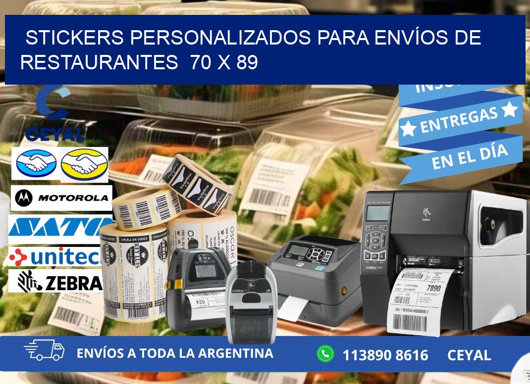 STICKERS PERSONALIZADOS PARA ENVÍOS DE RESTAURANTES 70 x 89