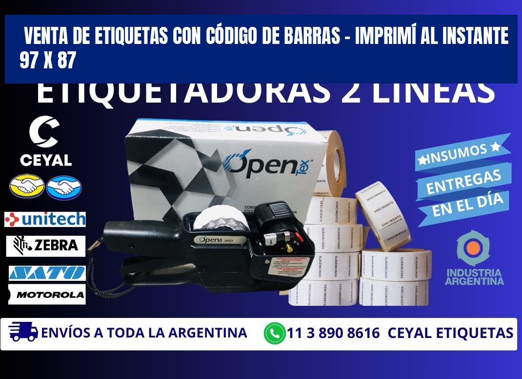 VENTA DE ETIQUETAS CON CÓDIGO DE BARRAS – IMPRIMÍ AL INSTANTE 97 x 87