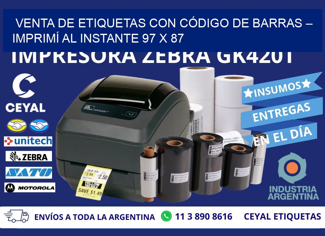 VENTA DE ETIQUETAS CON CÓDIGO DE BARRAS – IMPRIMÍ AL INSTANTE 97 x 87