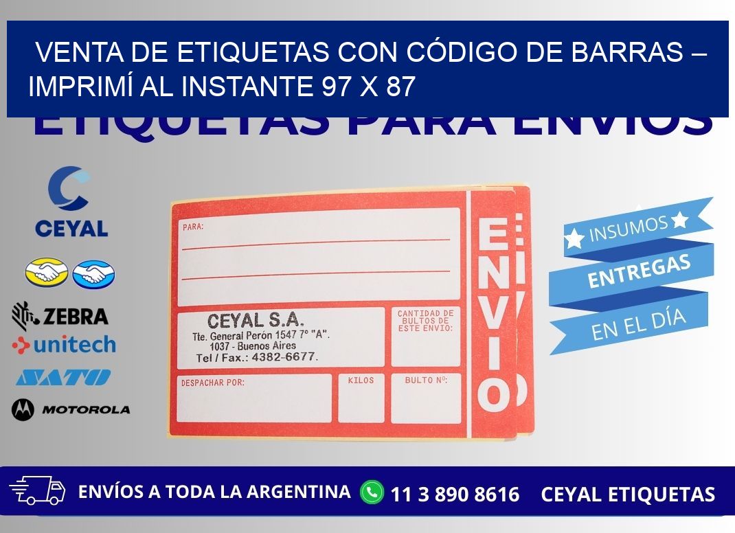 VENTA DE ETIQUETAS CON CÓDIGO DE BARRAS – IMPRIMÍ AL INSTANTE 97 x 87