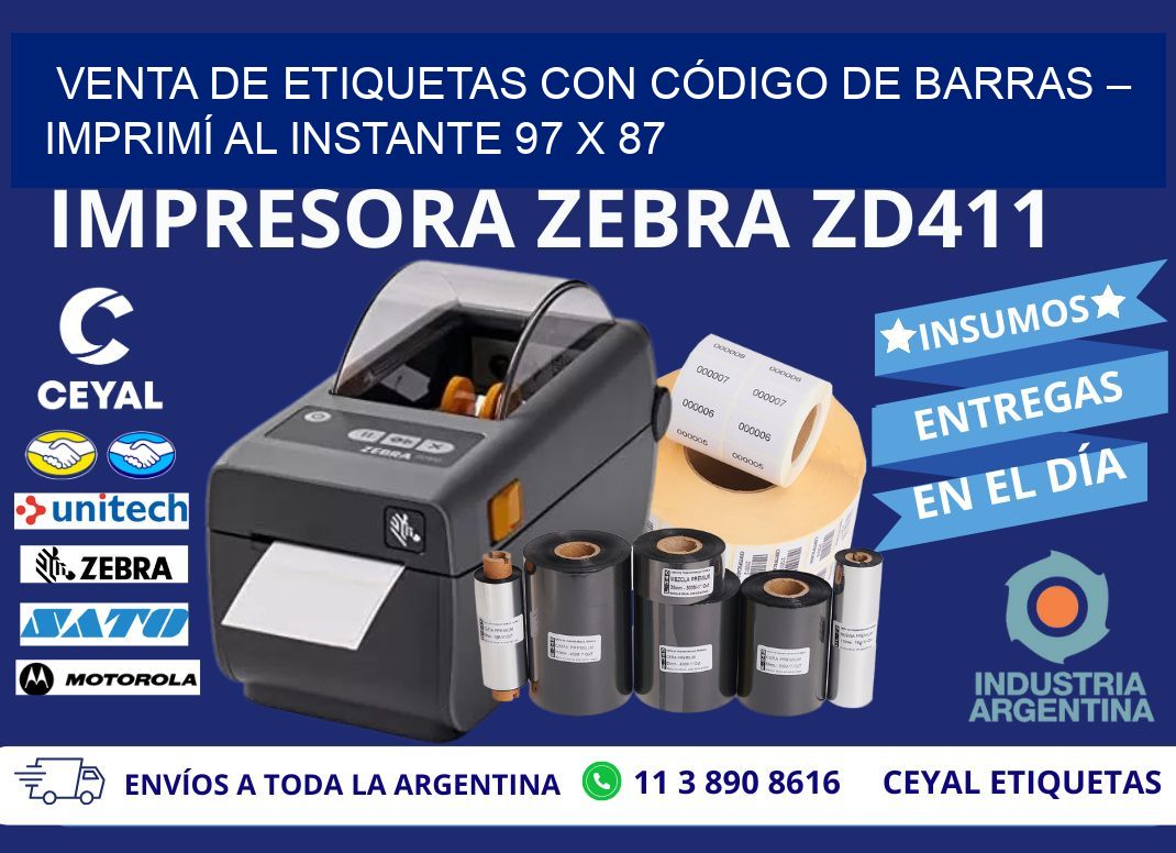 VENTA DE ETIQUETAS CON CÓDIGO DE BARRAS – IMPRIMÍ AL INSTANTE 97 x 87