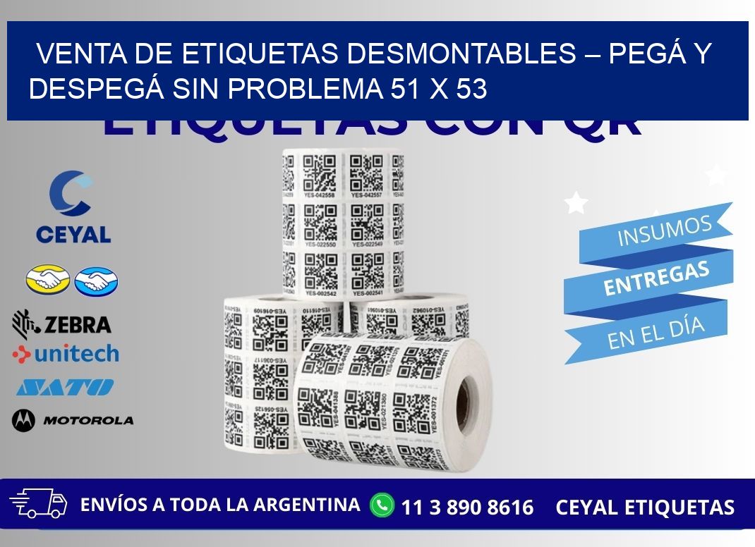 VENTA DE ETIQUETAS DESMONTABLES – PEGÁ Y DESPEGÁ SIN PROBLEMA 51 x 53