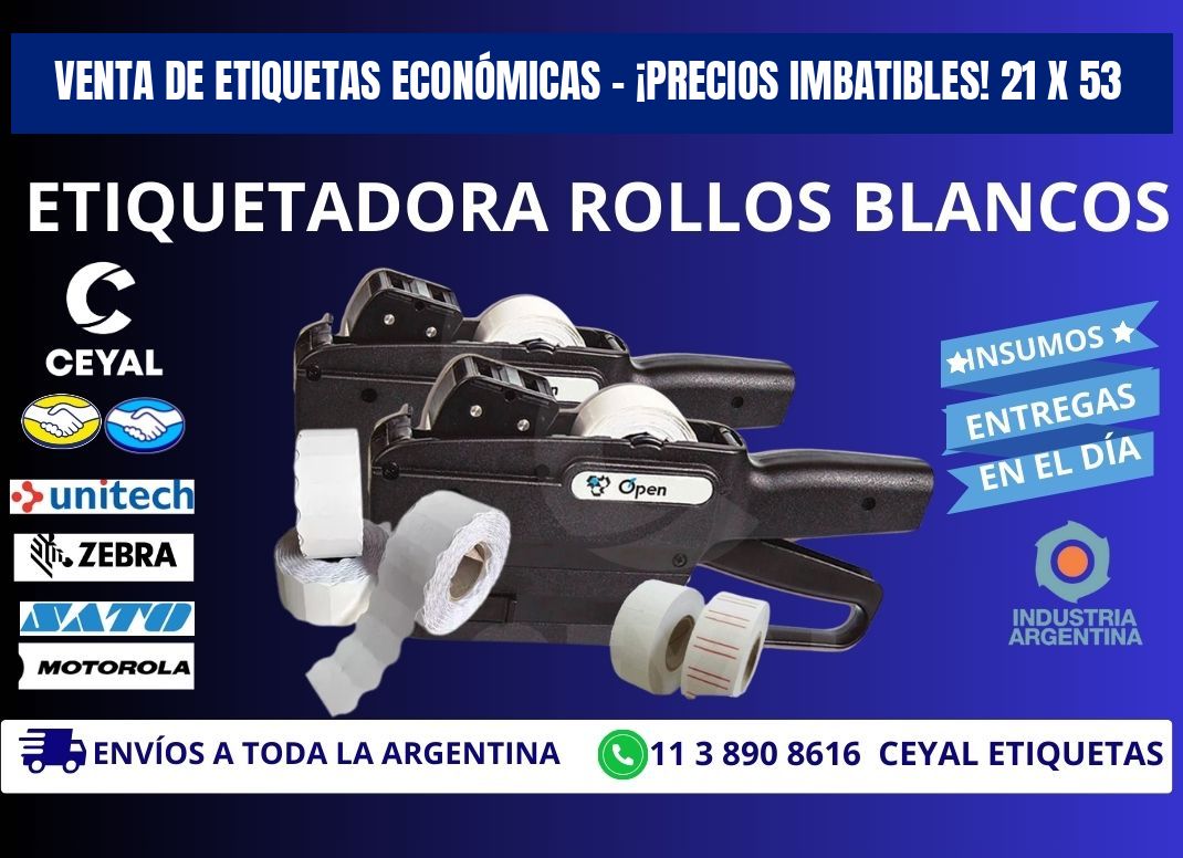VENTA DE ETIQUETAS ECONÓMICAS – ¡PRECIOS IMBATIBLES! 21 x 53