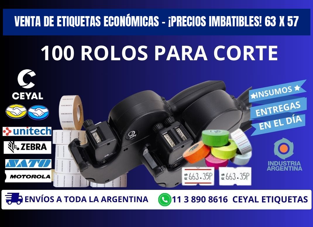 VENTA DE ETIQUETAS ECONÓMICAS – ¡PRECIOS IMBATIBLES! 63 x 57