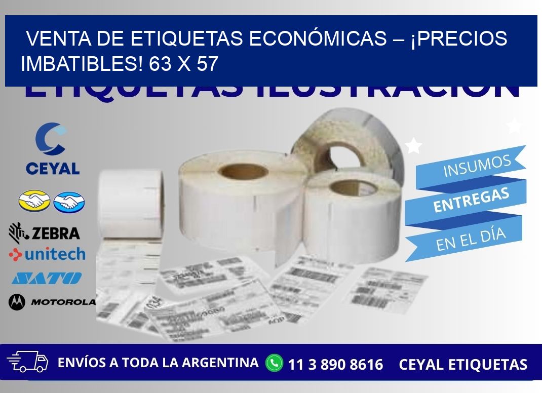 VENTA DE ETIQUETAS ECONÓMICAS – ¡PRECIOS IMBATIBLES! 63 x 57