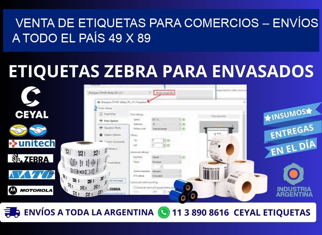 VENTA DE ETIQUETAS PARA COMERCIOS – ENVÍOS A TODO EL PAÍS 49 x 89
