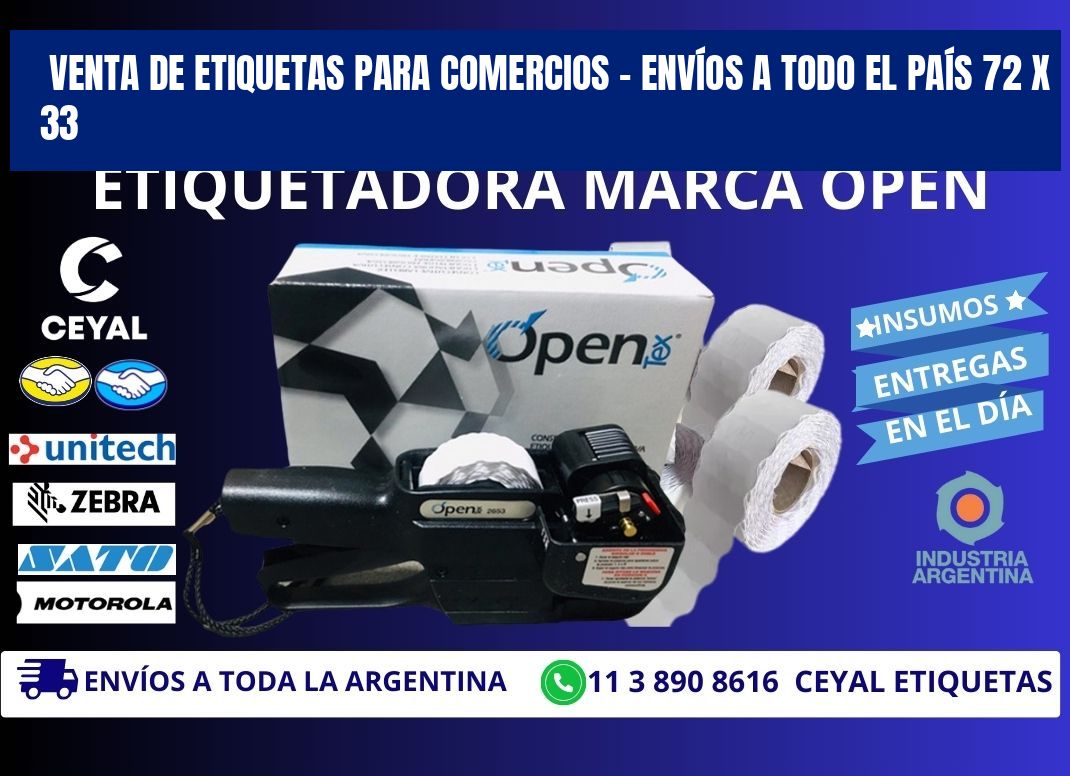 VENTA DE ETIQUETAS PARA COMERCIOS – ENVÍOS A TODO EL PAÍS 72 x 33