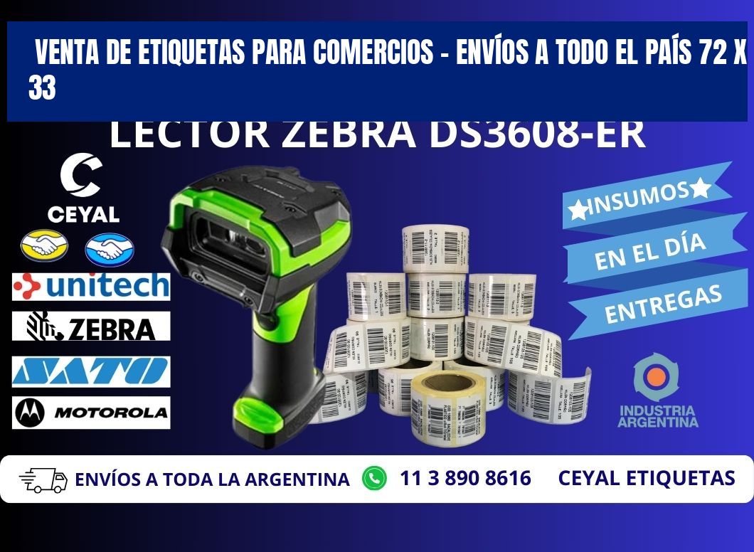 VENTA DE ETIQUETAS PARA COMERCIOS – ENVÍOS A TODO EL PAÍS 72 x 33