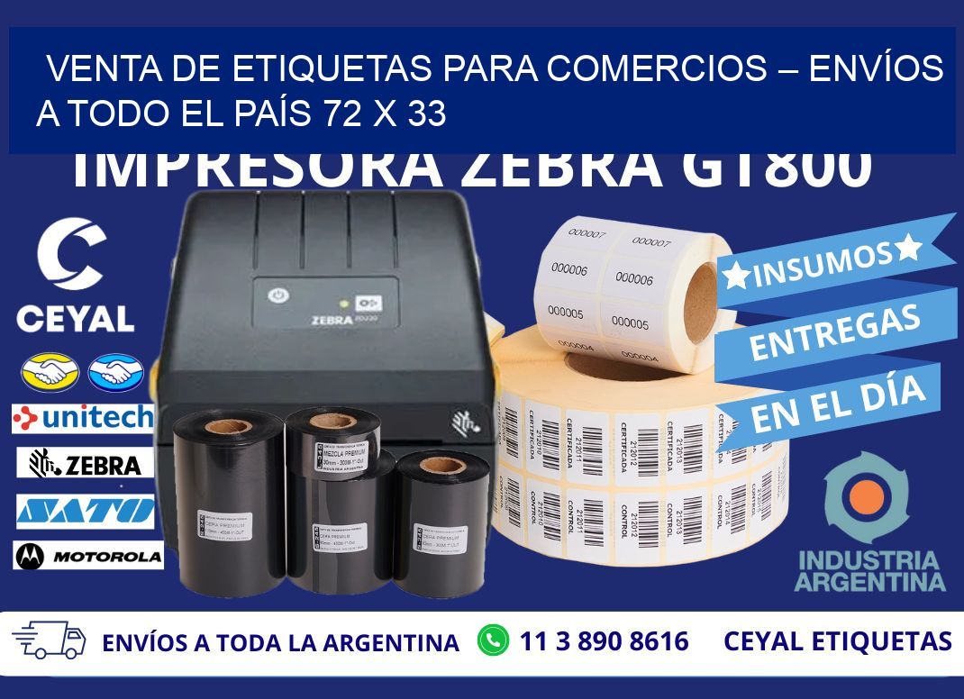 VENTA DE ETIQUETAS PARA COMERCIOS – ENVÍOS A TODO EL PAÍS 72 x 33
