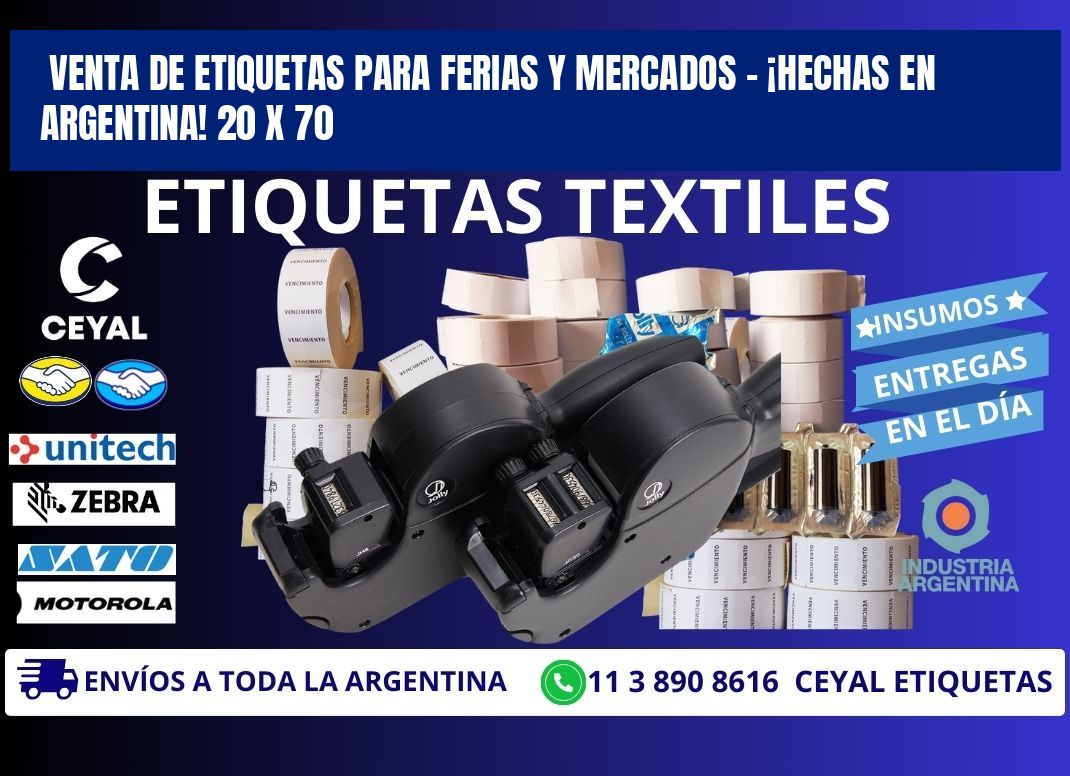 VENTA DE ETIQUETAS PARA FERIAS Y MERCADOS – ¡HECHAS EN ARGENTINA! 20 x 70