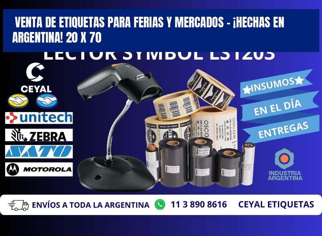 VENTA DE ETIQUETAS PARA FERIAS Y MERCADOS – ¡HECHAS EN ARGENTINA! 20 x 70